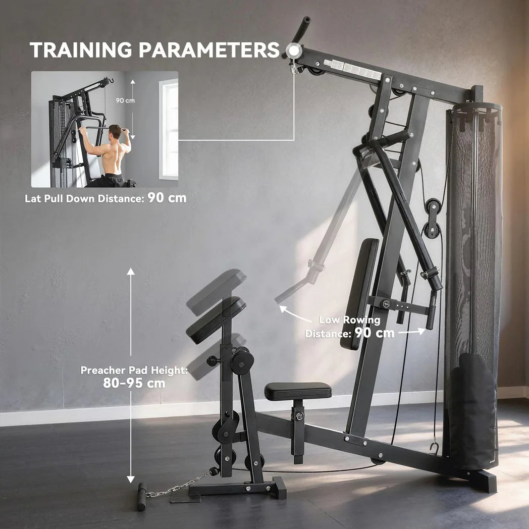 SPORTNOW Multi Gym with 45kg Weight Stack, Adjustable Seat & Backrest – All-in-One Home Gym Machine