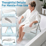 HOMCOM Foldable Shower Chair with Flip-Up Armrests, Adjustable Height & Non-Slip Feet, 136 kg