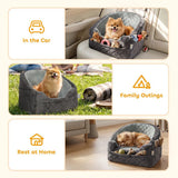 PawHut Dog Car Booster Seat with Thick Cushion, Seat Belt and Pockets – Small Dogs Under 10 kg, Grey