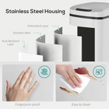HOMCOM 12L Automatic Sensor Bin – Touchless Kitchen Bin with Fingerprint-Resistant Stainless Steel, White