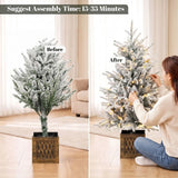 HOMCOM 90cm Pre-Lit Flocked Tabletop Christmas Tree – 70 Warm White LEDs, 488 Tips, Battery Operated