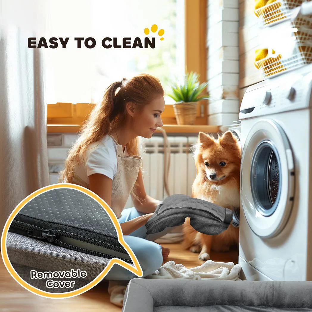 PawHut Orthopaedic Dog Sofa Bed with Cooling Gel Memory Foam & Washable Cover – Grey, Large