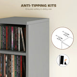 HOMCOM Set of 2 CD Media Storage Towers with Adjustable Shelves, Light Grey