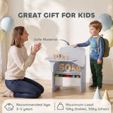 AIYAPLAY Kids Table and Chair Set with Storage Bin – Children's Desk for Playing, Reading & Painting, Ages 3-5, Grey
