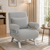 HOMCOM 3-in-1 Single Sofa Bed, Convertible Folding Chair Bed with Adjustable Backrest – Light Grey