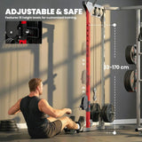 SPORTNOW Power Cage with Dual Cable Pulley System, Pull-Up Bar, Dip Station & Landmine – Home Gym Power Rack