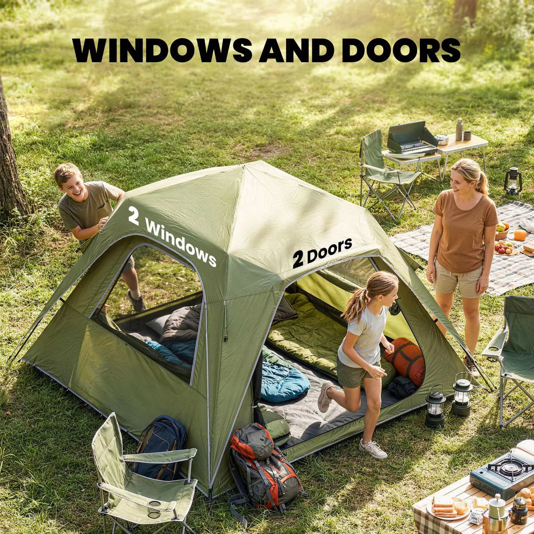 Outsunny 2-3 Person Pop Up Tent with 3000mm Waterproof Rating, UPF50 & Mesh Windows – Instant Camping Tent, Green