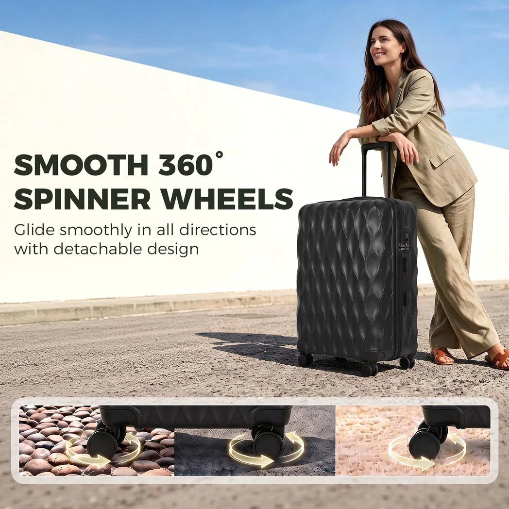 HOMCOM 28 Inch Suitcase with TSA Lock & 360° Spinner Wheels – 98L ABS Hard Shell Checked Luggage, Black