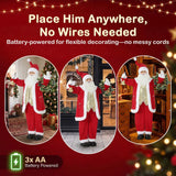 HOMCOM 150cm Life-Size Singing Santa Claus with Bell & Wreath – Animated Sound/Touch Christmas Decoration