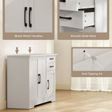 HOMCOM Sideboard with 2 Drawers, 3 Soft-Close Doors and Adjustable Shelf – Kitchen Storage Cabinet, White