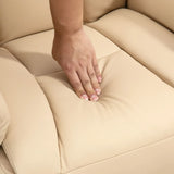 HOMCOM Manual Swivel Recliner Chair with Footrest, Padded Arms & PU Leather – 130° Armchair, Beige