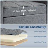 HOMCOM 3-in-1 Single Sofa Bed with Three-Level Back, Cup Holders and Pillow – Convertible Sleeper Chair Bed, Dark Grey