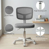 Vinsetto Small Armless Office Chair with Curved Back – Ergonomic Swivel Mesh Desk Chair, Dark Grey