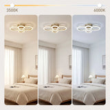 HOMCOM 4-Ring LED Flush Mount Ceiling Light with 3 Colour Temperatures – Modern Lighting, Gold Tone
