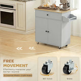 HOMCOM Rolling Kitchen Island with Drop Leaf, Drawer, Spice Rack and Towel Rack – Kitchen Storage Trolley, Grey