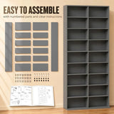 HOMCOM 640 CD Storage Tower with 14 Adjustable Shelves – Tall Narrow DVD and Media Rack, Grey