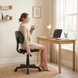 HOMCOM Small Armless Office Chair with Swivel Wheels & Gas Lift – Space-Saving Desk Chair, Black