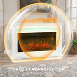 HOMCOM 2000W Electric Fireplace with Faux Flame, Thermostat and Remote – 5118 BTU Heater, White