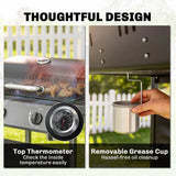 Outsunny 2-Burner Gas BBQ Grill – 2 x 2.5kW Burners with Side Tables, Warming Rack, Thermometer and Grease Tray, Black