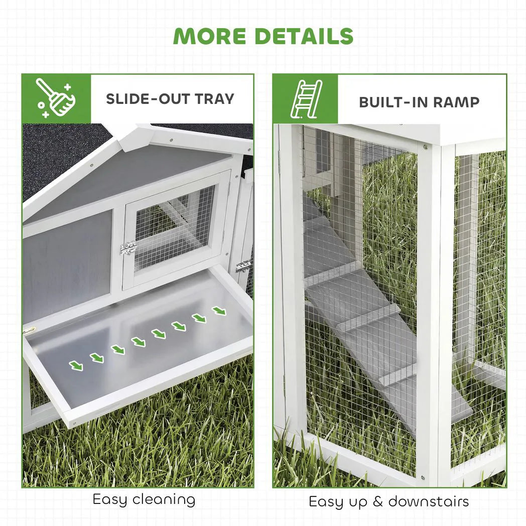 PawHut Large Wooden Chicken Coop with Nesting Box, Two Levels and Five Doors – Outdoor Poultry Hen House
