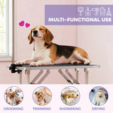 PawHut 32" Foldable Dog Grooming Table with Adjustable Arm & Non-Slip Rubber Top – Pet Drying Table, Black