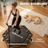 SPORTNOW 42" Foldable Mini Trampoline with 3-Level Adjustable Handle & Storage Bag – Fitness Rebounder for Adults