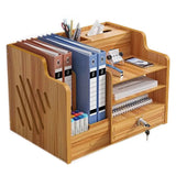 Wooden Desk Organiser – Tabletop Stationery Tidy Stand for Home and Office