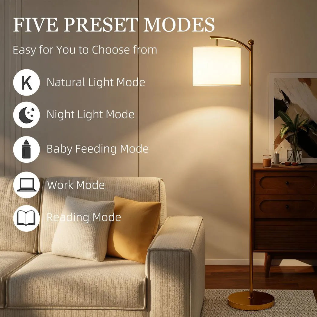 HOMCOM LED Floor Lamp with Remote Control – Gold Tone