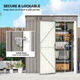 Outsunny 5 x 3ft Lean-To Metal Garden Shed with Lockable Door and Vents – Galvanised Steel, Light Grey
