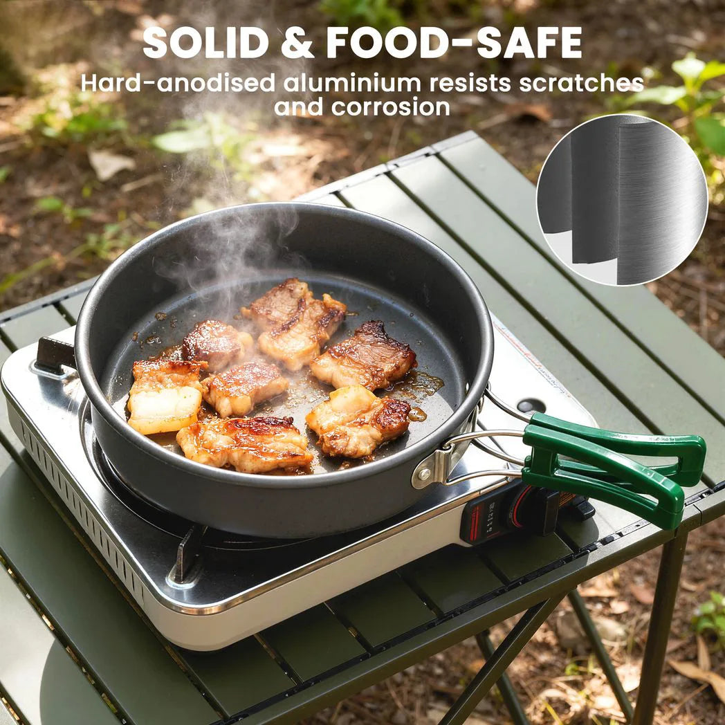 Outsunny Camping Cookware Set for 2–3 People with Pot, Pan & Kettle – Ultralight Aluminium Cooking Kit, Grey