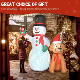 Outsunny 6ft Christmas Inflatable Snowman and Dog with Built-in LED Lights – Indoor Outdoor Garden Decoration