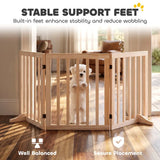 PawHut Wooden Freestanding Dog Gate with 3 Folding Panels and 2 Support Feet – Indoor Pet Barrier, Natural