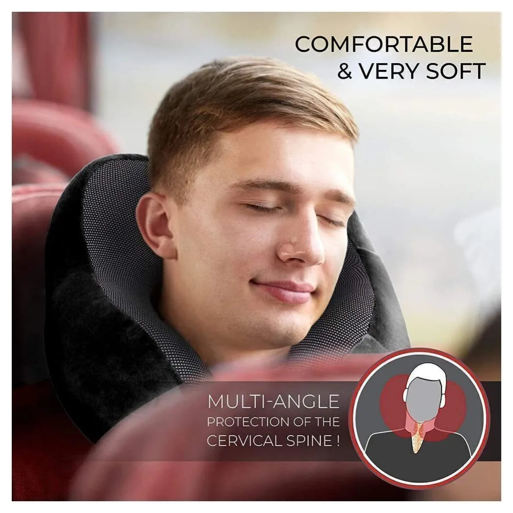 Memory Foam U-Shaped Travel Neck Pillow with Sleep Mask, Earplugs and Storage Bag