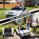 AIYAPLAY Land Rover Licensed 12V Kids Ride-On Car with Remote, Suspension and Soft Start – Lights and Music, White