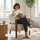 HOMCOM Chenille Accent Tub Chair with Wide Seat and Solid Wood Frame – Comfy Armchair, Beige