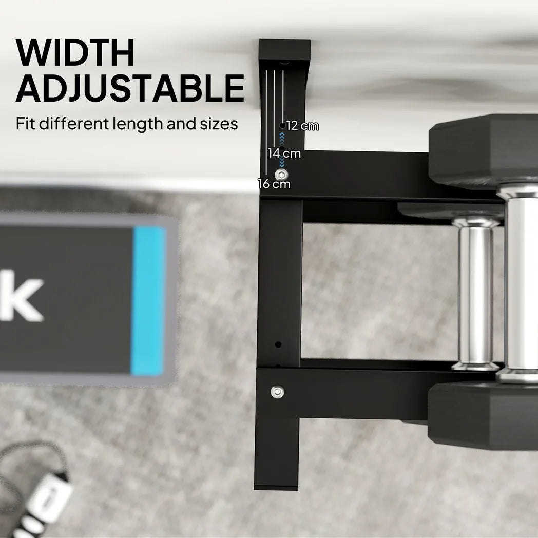 SPORTNOW Wall-Mounted Dumbbell Rack, 2-Tier Steel Weight Stand, 70kg Capacity – Home Gym Storage, Black