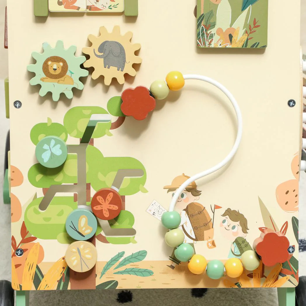 AIYAPLAY Wooden Baby Walker with Speed Control, Xylophone, Gears & Bead Maze – Push Along Toy, Green