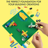 9 Piece Building Brick Baseplate Set, 25.5 x 25.5cm – Compatible Toy Base Boards, Multicolour