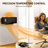 HOMCOM 2000W Wall Mounted Ceramic Electric Heater with Oscillating Fan and Thermostat – Remote Control, Black