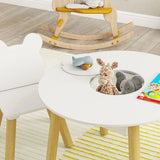 AIYAPLAY 3-Piece Kids Activity Table and Chairs Set with Storage Mesh Bag, Bear Backrests – White