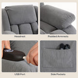 HOMCOM Electric Lift Recliner Chair with Vibration Massage, Heat and USB Port – Wide Seat, Light Grey