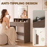 HOMCOM Dressing Table with LED Mirror, 2 Drawers & 3 Compartments – 3 Colour Lighting Makeup Vanity, Walnut