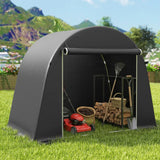 Outsunny 8 x 4ft Garden Storage Tent – Waterproof Bike Shed with Roll-Up Zip Door and Galvanised Frame, Dark Grey