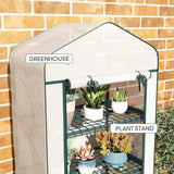 Outsunny 4 Tier Mini Portable Greenhouse with PE Cover & Lockable Wheels – Compact Plant Grow Shed, White
