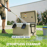Outsunny 42.6L Insulated Cool Box with Handles, Lid & Drain Valve – Portable Camping Ice Cooler, Khaki