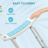 HOMCOM Adjustable Shower Chair with Aluminium Frame, Non-Slip Feet & Padded EVA Seat – Bathtub Stool, Turquoise