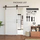 HOMCOM 183cm Sliding Barn Door Kit with Track, Rollers, Floor Guide and Handle – Space-Saving PVC-Coated Door, White