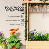 Outsunny Wooden Garden Planter with Trellis, Hanging Roof and Drainage Holes – Raised Bed, 110 cm, Natural