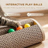 PawHut Wall-Leaning Cat Scratching Board with Corrugated Paper, 3 Toy Balls and Catnip, 39 x 23.5 x 57.5 cm, Brown