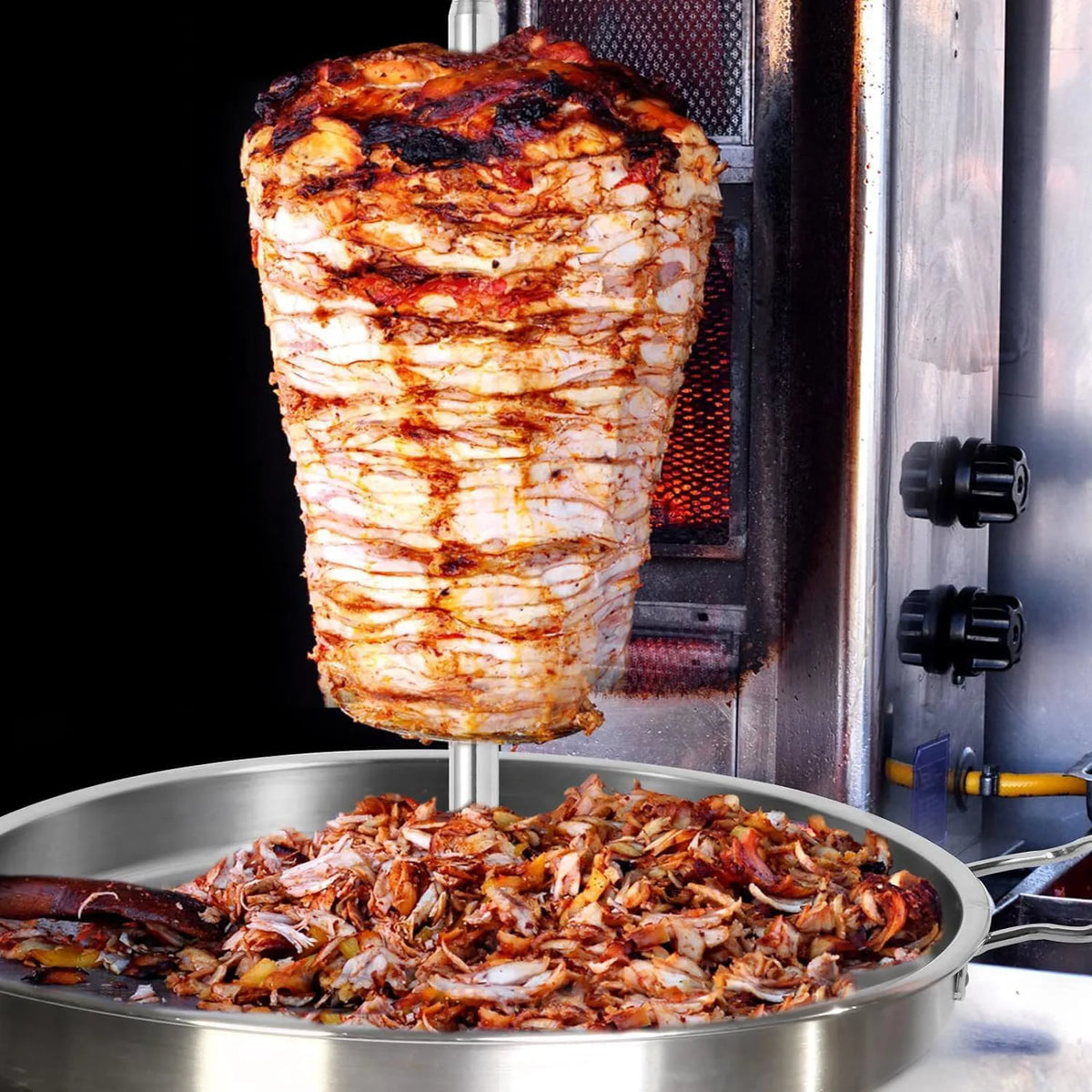 Stainless Steel Vertical Al Pastor Skewer for Grill, Oven & Smoker – Food-Grade Upright Kebab Stand with Drip Base